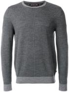Michael Kors Houndstooth Jacquard Merino Wool Sweater - Grey