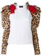 Dsquared2 - Leopard Print Detail Top - Women - Cotton/polyester - M, White, Cotton/polyester