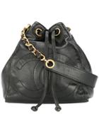 Chanel Vintage Drawstring Chain Shoulder Bag - Black