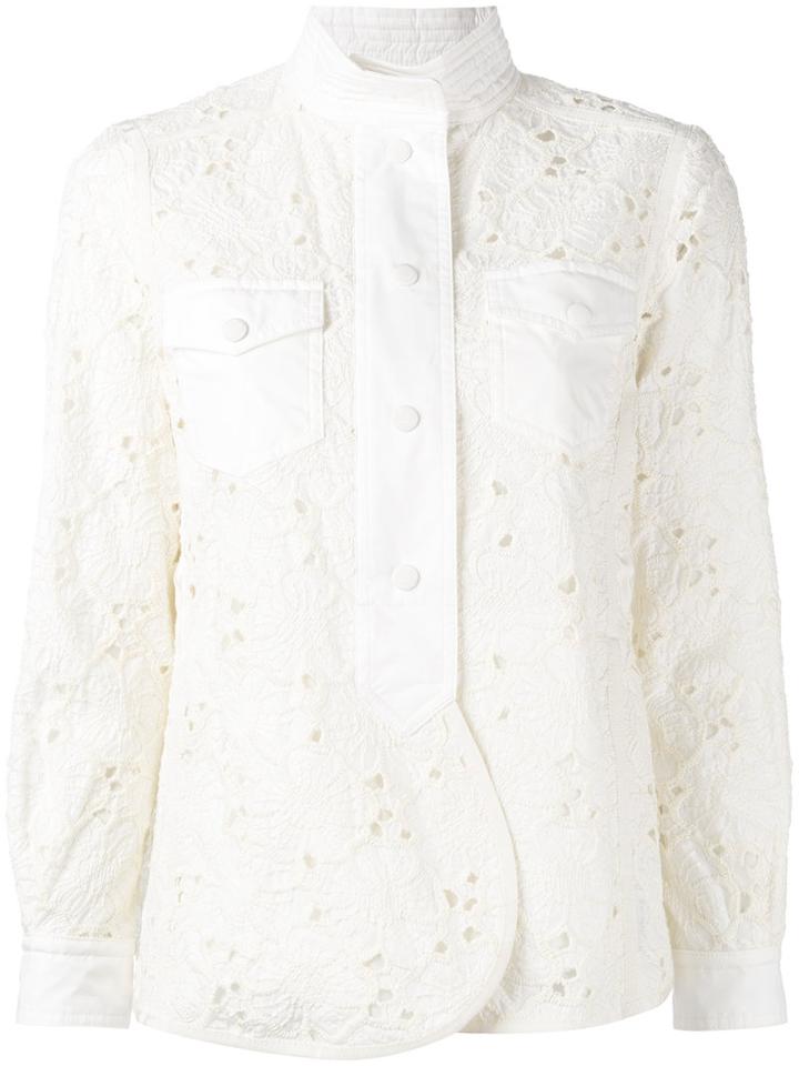 Moncler - Open Embroidery Jacket - Women - Cotton/polyamide - 2, Women's, Nude/neutrals, Cotton/polyamide