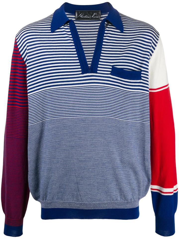 Martine Rose Contrast Striped-print Jumper - Blue