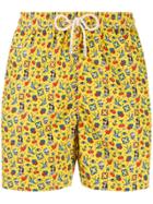Mc2 Saint Barth Tattoo Print Swim Shorts - Yellow