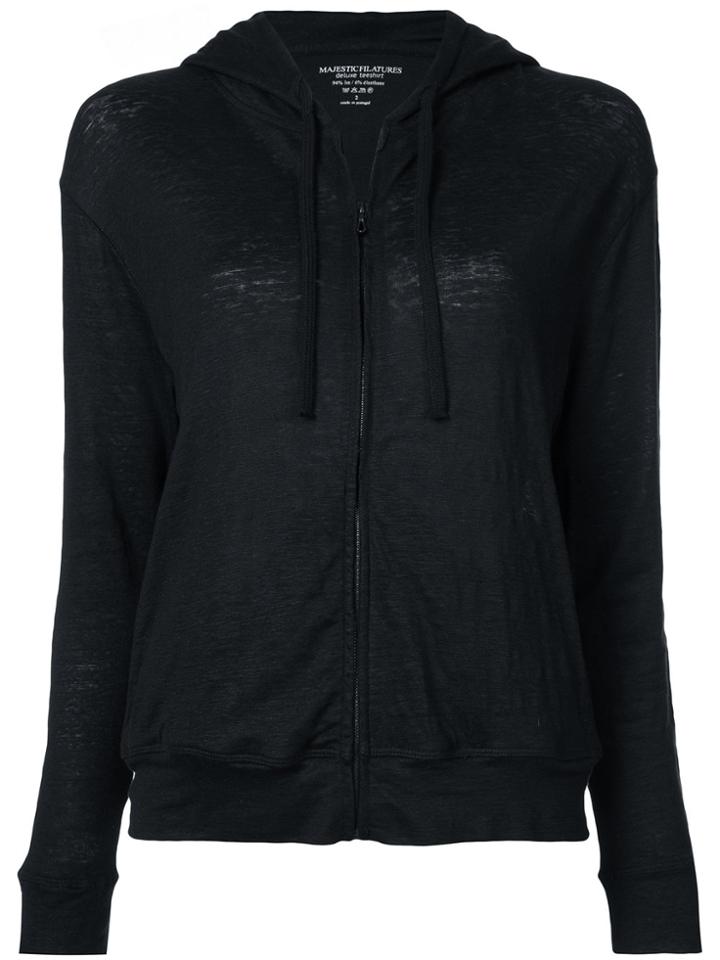 Majestic Filatures Long Sleeve Zip-up Hoodie - Black