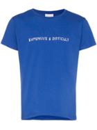 Nasaseasons Expensive & Difficult Embroidered Cotton T-shirt - Blue