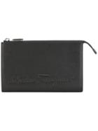 Salvatore Ferragamo Zip Fastening Clutch Bag, Men's, Black, Calf Leather