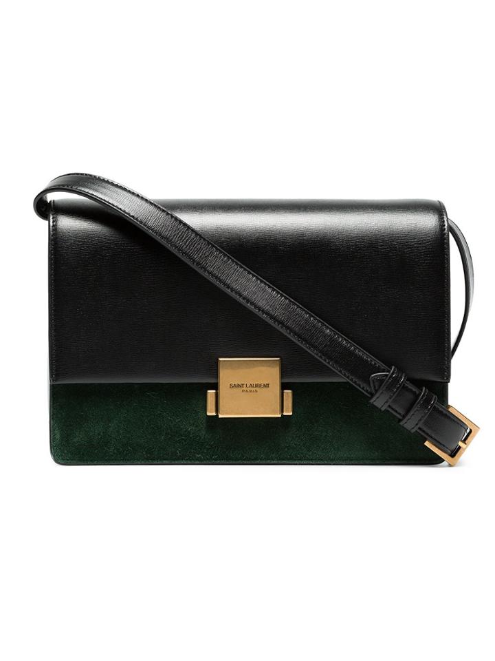 Saint Laurent Black And Green Bellechasse Leather Shoulder Bag