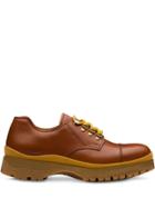 Prada Leather Laced Derby Shoes - Brown