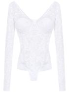 Amir Slama Lace Long Sleeved Swimsuit - White
