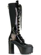 Versace Platform Lace-up Boots - Black