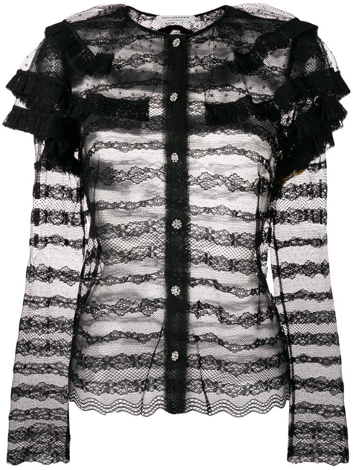 Philosophy Di Lorenzo Serafini Embellished Lace Blouse - Black