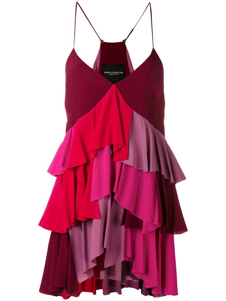 Erika Cavallini - Ruffled Cami Top - Women - Silk/acetate - 42, Pink/purple, Silk/acetate