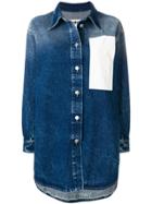 Mm6 Maison Margiela White Patch Denim Jacket - Blue