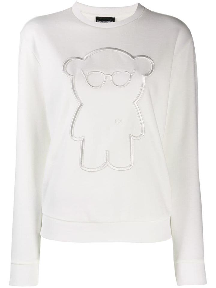 Emporio Armani Embroidered Detail Jumper - White