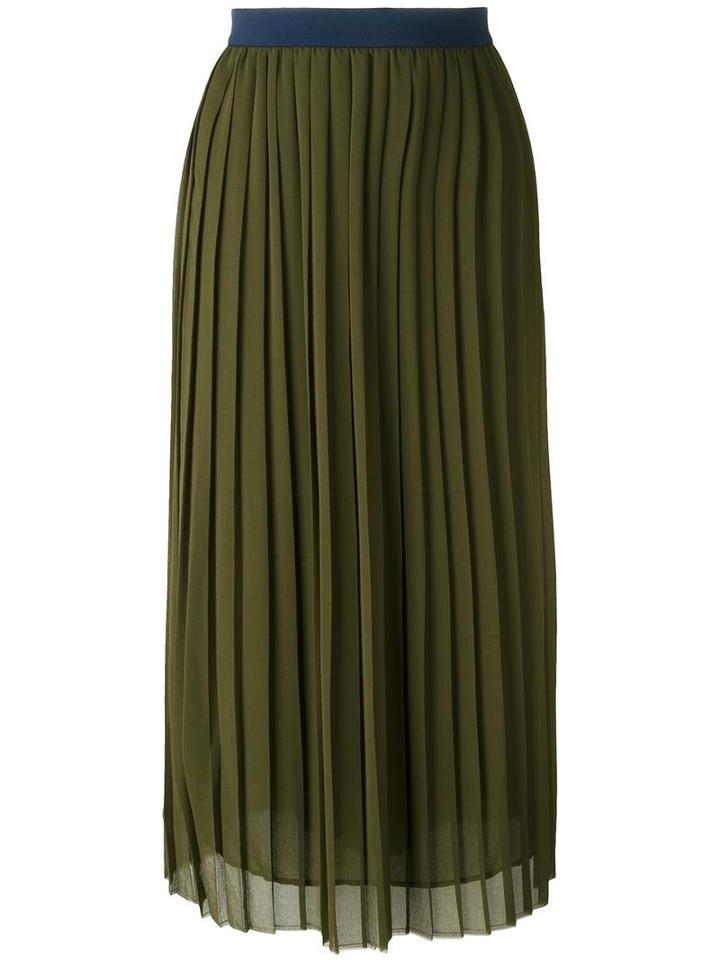 Erika Cavallini Pleated Midi Skirt, Women's, Size: 42, Green, Polyester
