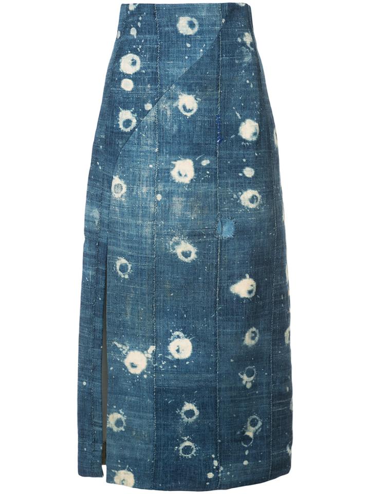 Adam Lippes Chambray High Waist Skirt - Blue