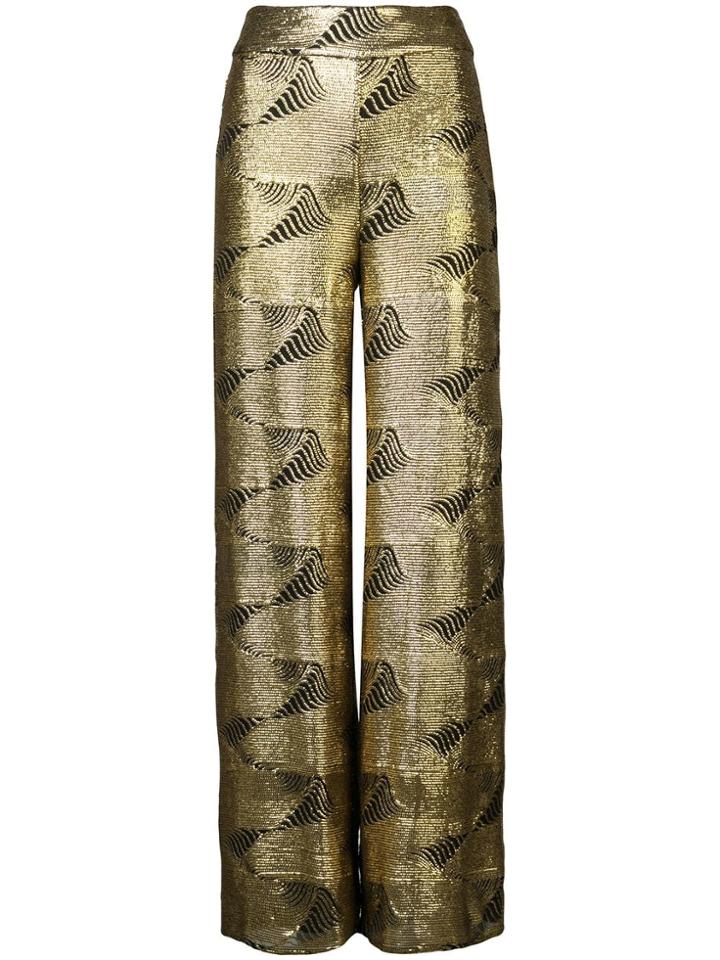 Sally Lapointe Lurex Knit Palazzo Pants - Metallic