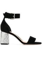 Red Valentino Glitter Heel Sandals - Black