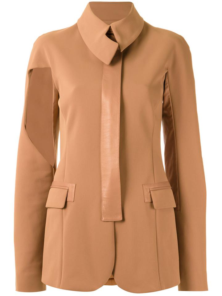 Gloria Coelho - Panelled Blazer - Women - Elastodiene/polyamide - 40, Brown, Elastodiene/polyamide