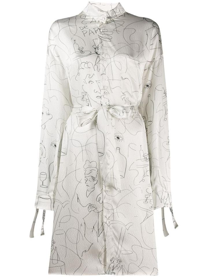 L'autre Chose Silk Shirt Dress - White