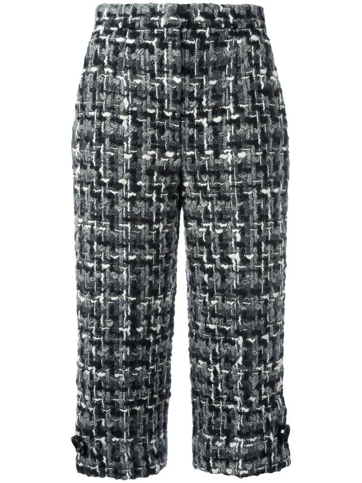 Dolce & Gabbana Bouclé Knit Cropped Trousers, Women's, Size: 40, Black, Cotton/acrylic/polyamide/wool