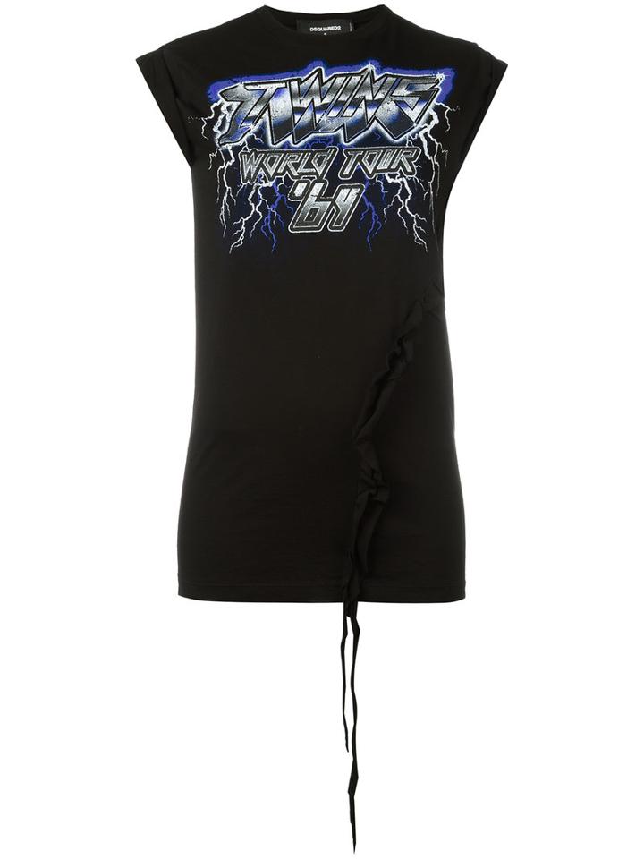 Dsquared2 - Twins World Tour Print T-shirt - Women - Cotton - S, Women's, Black, Cotton