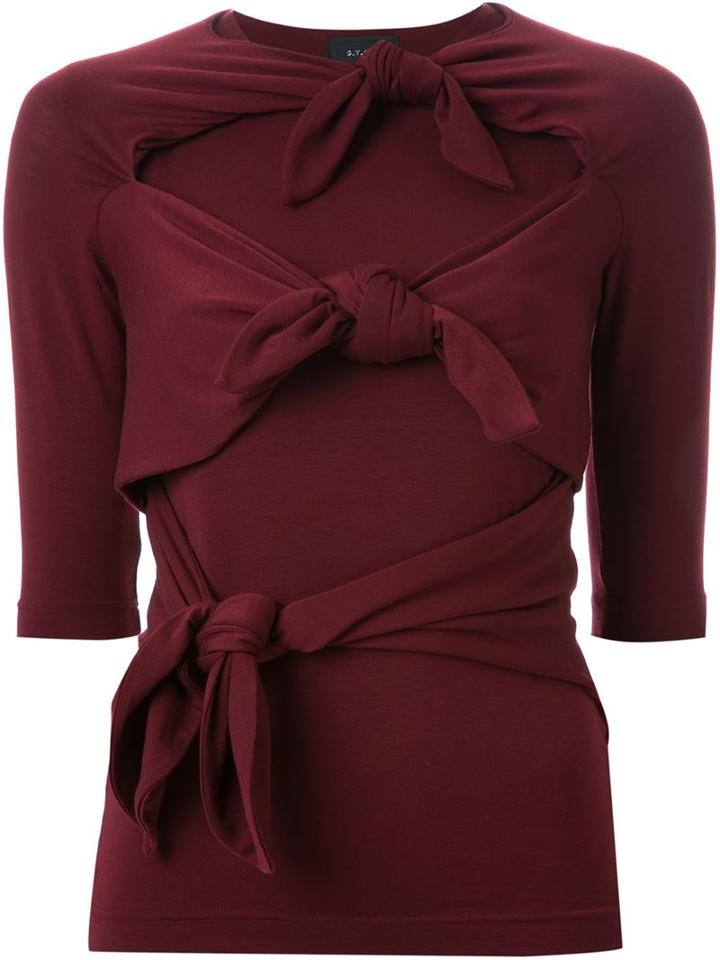G.v.g.v. Knot Detail Top, Women's, Size: Xs, Pink/purple, Polyurethane/tencel