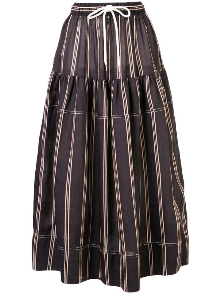 Lee Mathews Striped Midi Skirt - Black