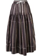 Lee Mathews Striped Midi Skirt - Black