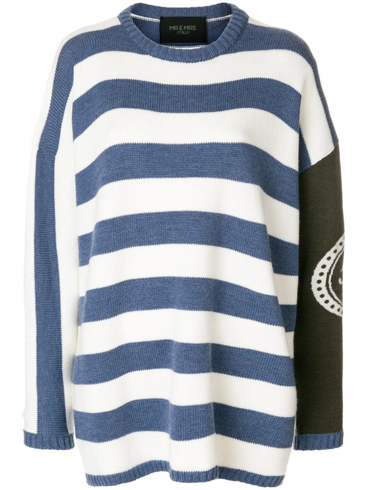 Mr & Mrs Italy Striped Boxy Jumper - Blue