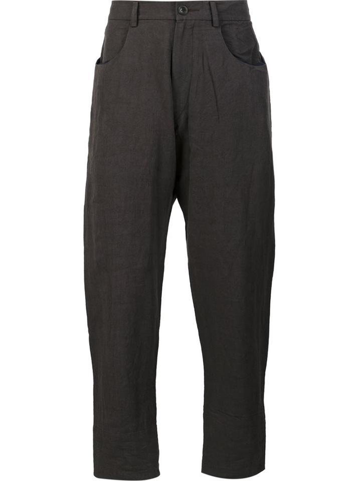Ziggy Chen Drop-crotch Trousers, Men's, Size: 50, Grey, Cotton/linen/flax/wool