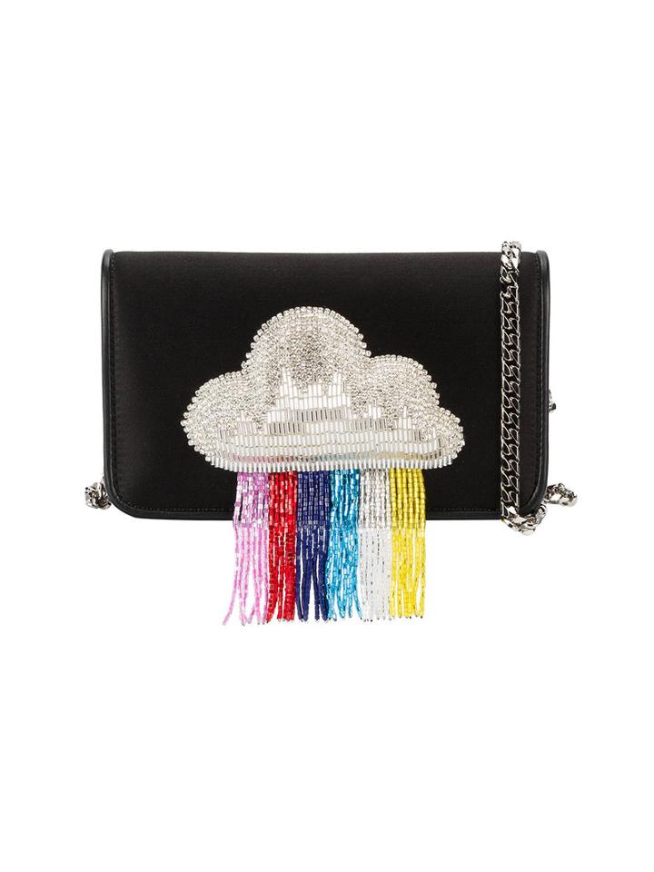 Les Petits Joueurs Ginny Rainbow Beaded Clutch Bag, Women's, Black, Polyester/leather