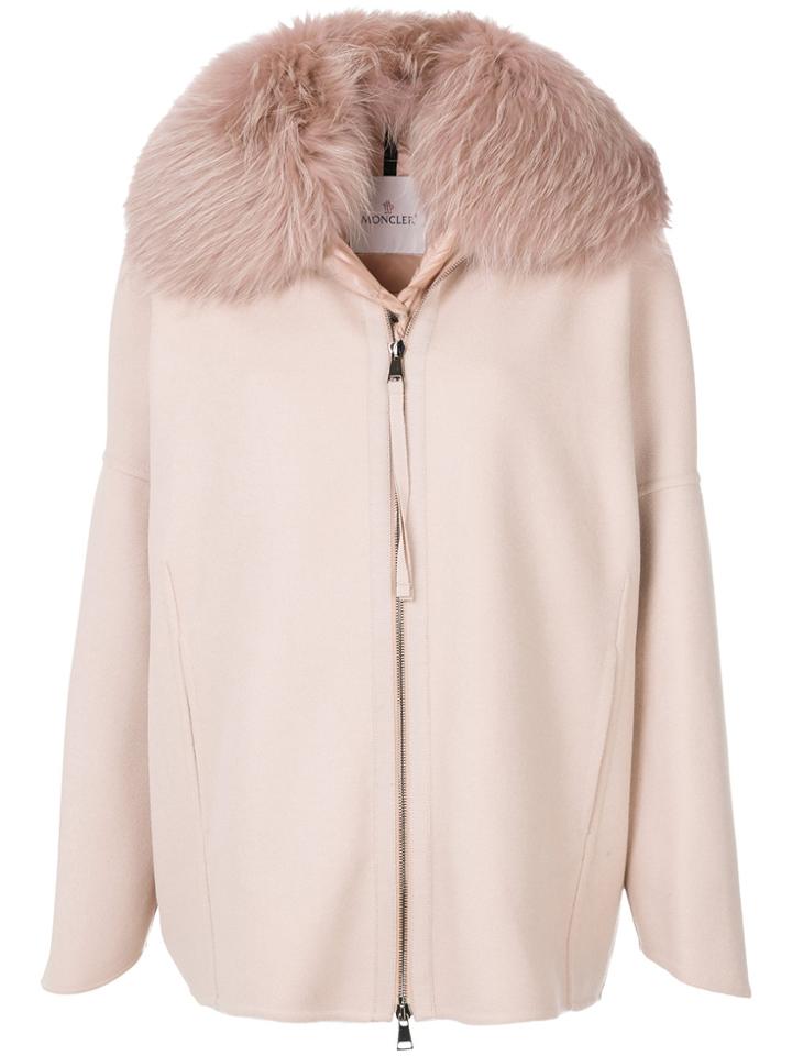 Moncler Padded Fur Collar Coat - Pink & Purple