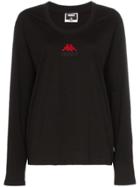 Charm's X Kappa Flame Motif Long-sleeved Cotton T-shirt - Black