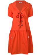 Moschino Vintage Drawstring Front Flared Dress - Orange