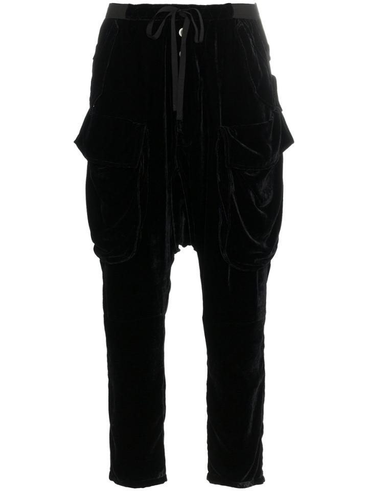 Unravel Project Velvet Drop-crotch Trousers - Black