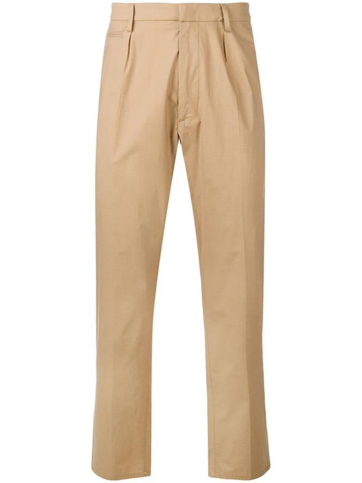 Dondup Creased Straight Trousers - Neutrals