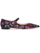 Rochas Floral Embroidered Ballerinas