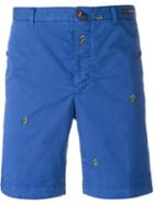 Pt01 Embroidered Shorts, Men's, Size: 54, Blue, Cotton/spandex/elastane