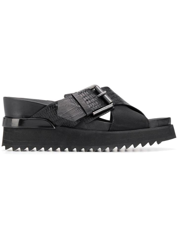 A.f.vandevorst Buckled Crossover Sliders - Black