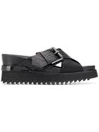 A.f.vandevorst Buckled Crossover Sliders - Black