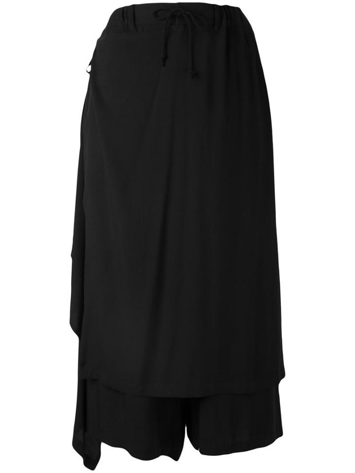 Yohji Yamamoto - Apron Cropped Trousers - Women - Viscose - Ii, Black, Viscose