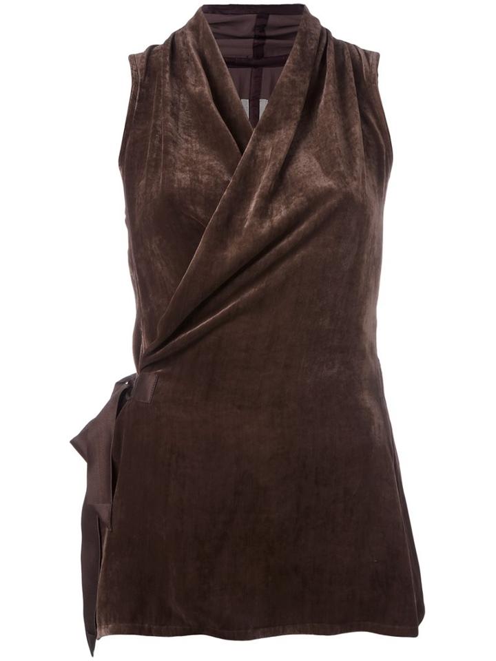Rick Owens Tie-waist Top, Women's, Size: 40, Brown, Silk/viscose