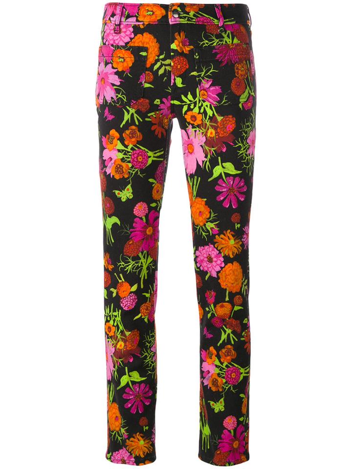 The Seafarer Floral Print Cropped Jeans, Women's, Size: 27, Black, Cotton/elastodiene/spandex/elastane