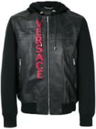 Versace - Hooded Bomber Jacket - Men - Cotton/lamb Skin/spandex/elastane/viscose - 50, Black, Cotton/lamb Skin/spandex/elastane/viscose