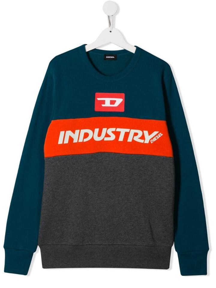 Diesel Kids Teen Colour Block Sweater - Grey