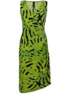 Norma Kamali Leaf Print Fitted Dress - Green
