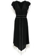 Nk Fringed Silk Dress - Black