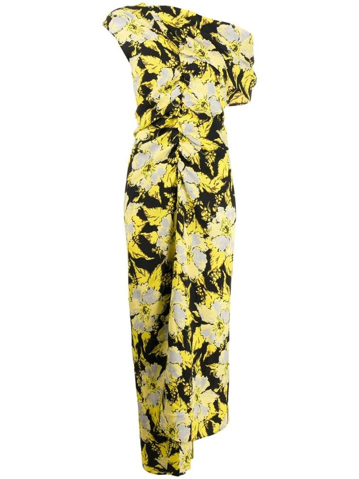 Colville Floral Print Asymmetric Dress - Yellow