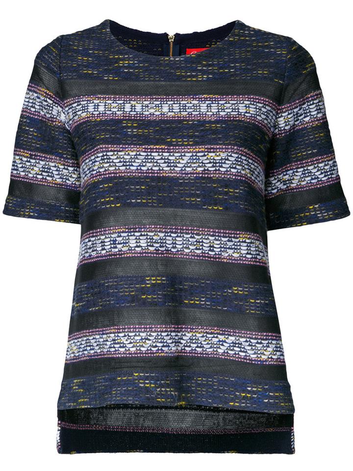 Coohem - Sheer Detail Tweed Top - Women - Cotton/paper/acrylic/polyester - 38, Blue, Cotton/paper/acrylic/polyester