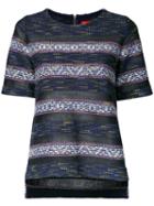 Coohem - Sheer Detail Tweed Top - Women - Cotton/paper/acrylic/polyester - 38, Blue, Cotton/paper/acrylic/polyester